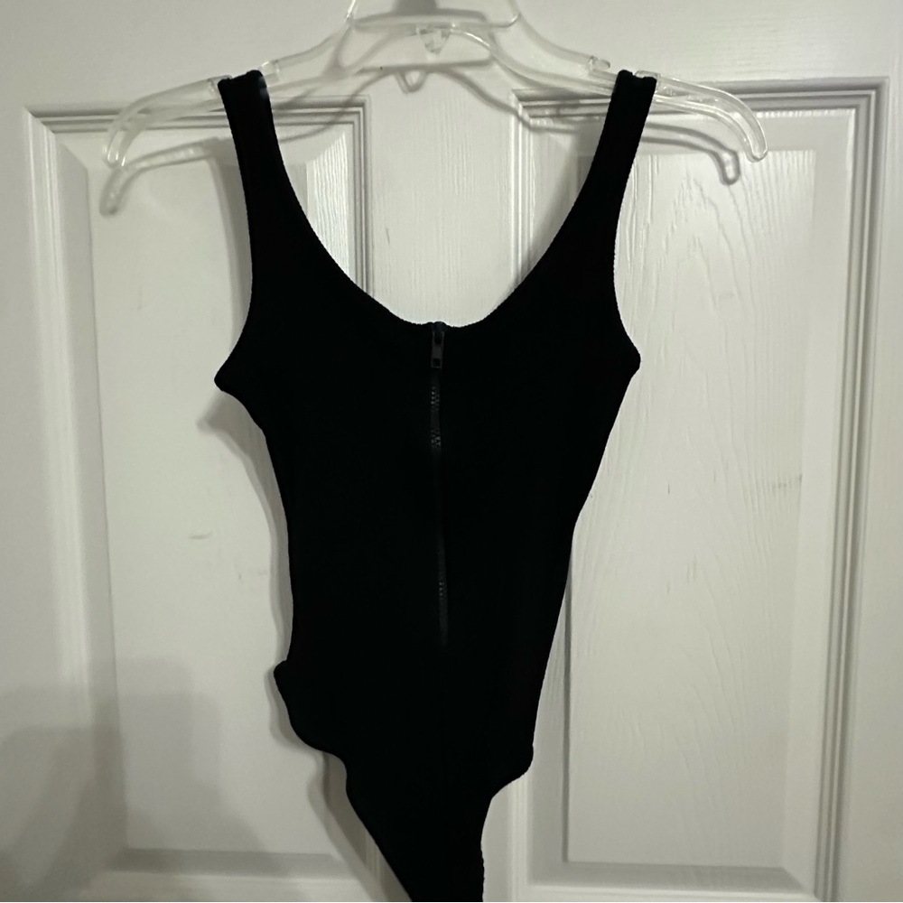 Naked Wardrobe Black Bodysuit with Zipper